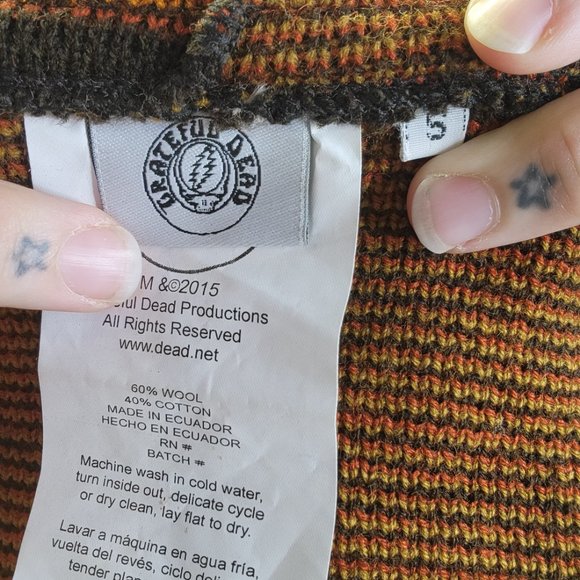 GRATEFUL DEAD Bears Fuzzy Wool/Cotton Zip Hoodie Sweater Brown Orange Unisex S - Picture 10 of 11